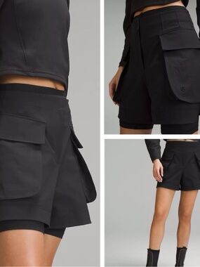 lululemon athletica Black relaxed super high waisted Cargo Shorts size 8